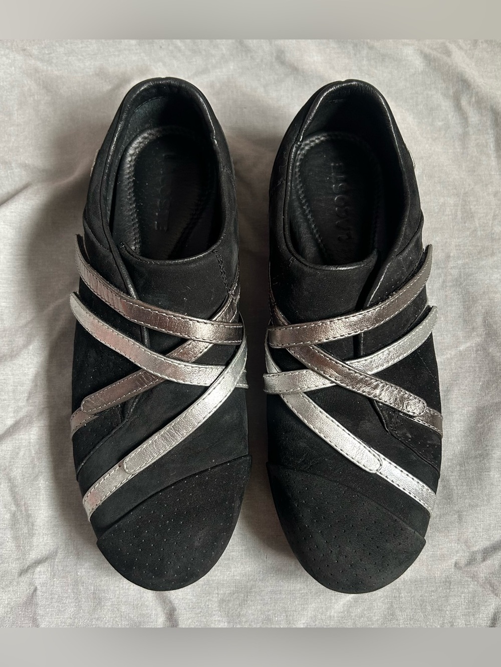 vintage Lacrosse Intrigue Shine black & silver suede sneakers